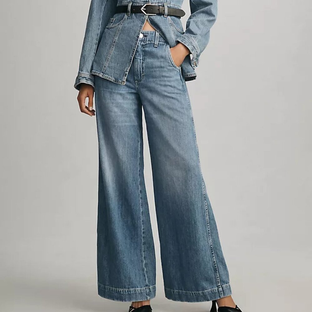 AMO Edith Wide Leg Trouser, High Rise, Size 28